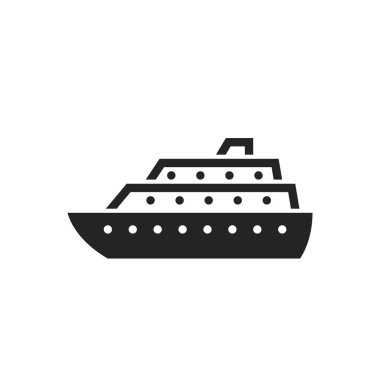 yolcu gemisi simgesi. Deniz yolculuğu nakliyesi. basit biçimdeki izole vektör resmi