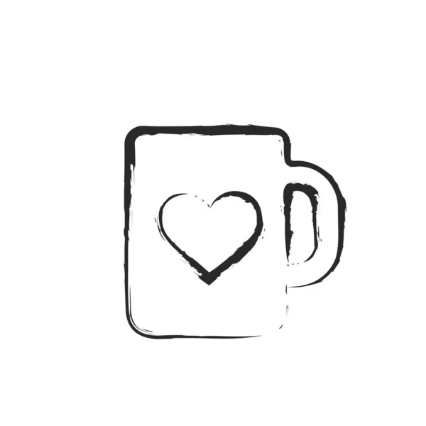 Kalple Çizilmiş Bardağı Aşk Sembolü Sevgililer Günü Tasarımı Için Kusurlu — Stok Vektör