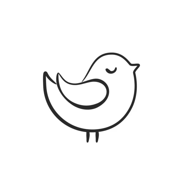 手描きの鳥 ロマンチックで自然なシンボル バレンタインデザインのためのスケッチベクトル要素 — ストックベクタ