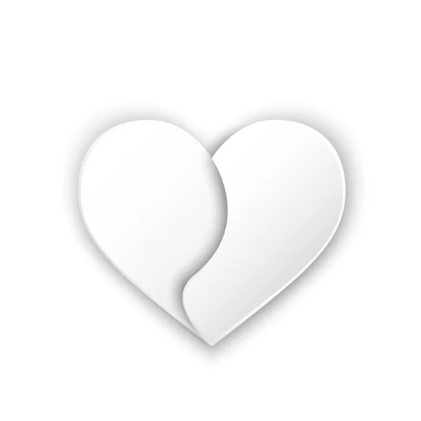 Papír Szív Árnyék Fehér Háttér Romantikus Szerelem Szimbólum Vektorelem Valentin — Stock Vector