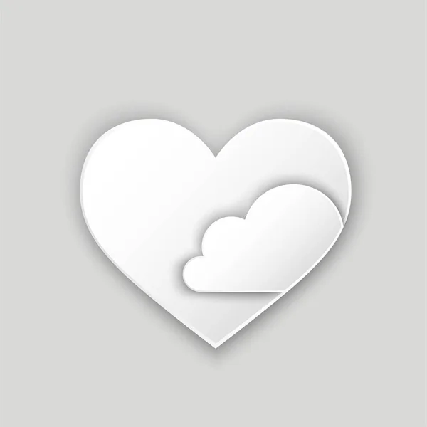 Cuore Tagliato Carta Con Nuvola Romantico Simbolo Amore Elemento Vettoriale — Vettoriale Stock