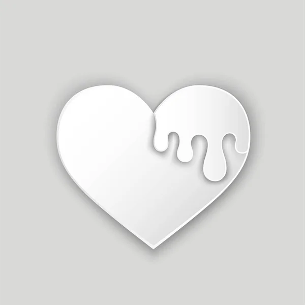 Бумага Режет Сердце Текущими Капельками Романтический Любовный Символ Декоративный Векторный — стоковый вектор
