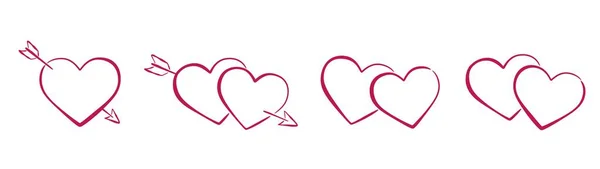 수작업으로 하트를 그렸습니다 로맨틱 상징입니다 발렌타인데이 디자인을 — 스톡 벡터