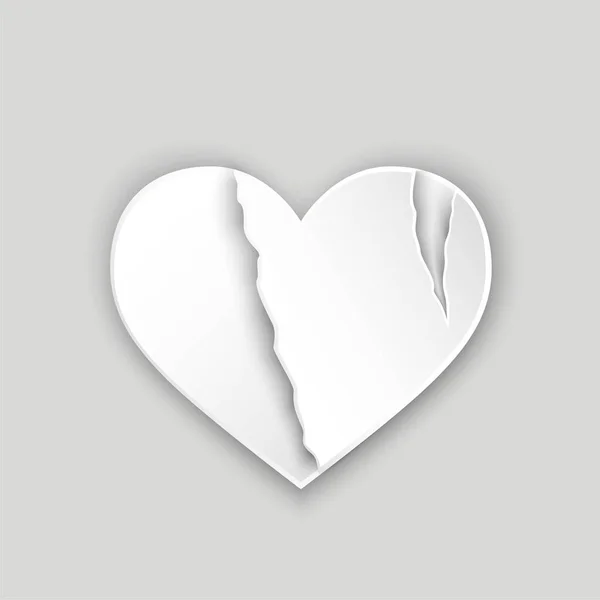 Serce Podartym Papierem Romantyczny Miłosny Symbol Element Wektor Dekoracyjny Projektowania — Wektor stockowy