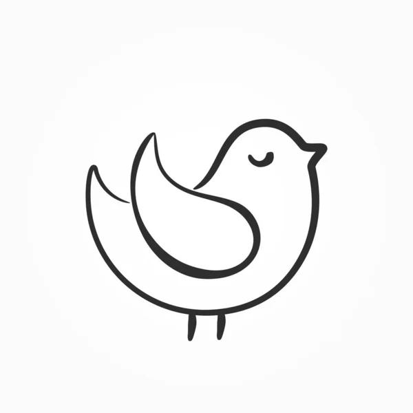 Pájaro Vector Incompleto Símbolo Romántico San Valentín Elemento Dibujado Mano — Vector de stock