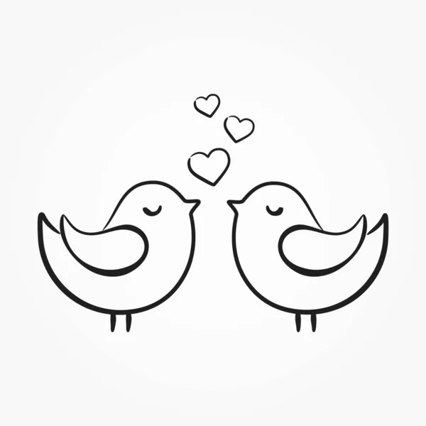 Pájaros Amor Dibujados Mano Pareja Enamorada Símbolo San Valentín Elemento — Vector de stock