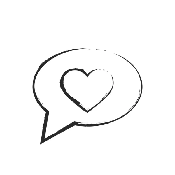 Hand Drawn Love Message Chat Bubble Heart Valentines Day Love — стоковый вектор