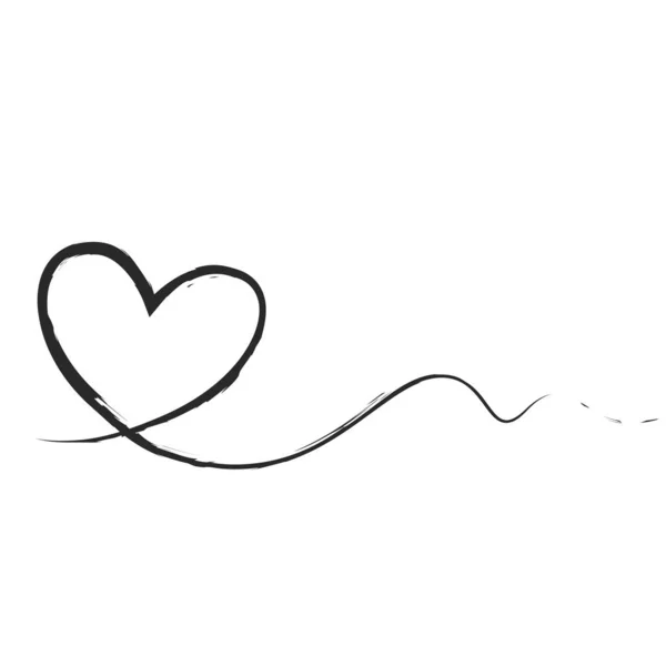 Hand Drawn Line Decor Heart Wedding Love Romantic Decoration Sketchy — Stock Vector