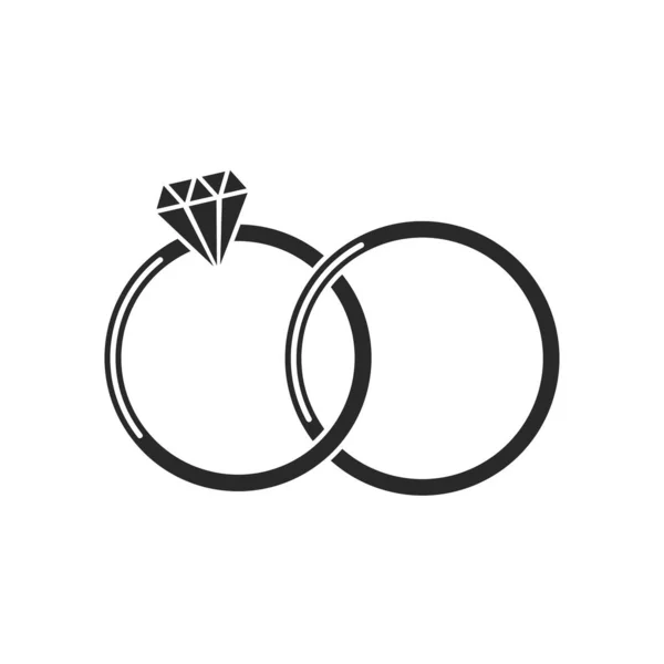 Zwei Ringsymbole Liebe Hochzeit Und Verlobungssymbol Vektor Element Für Valentinstag — Stockvektor