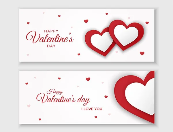 Valentines Day Greeting Cards Hearts White Background Happy Valentine Day — Stock Vector