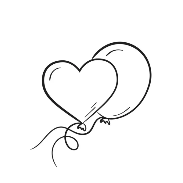 Hand Drawn Heart Balloon Love Romantic Symbol Valentine Day Design — Stock Vector