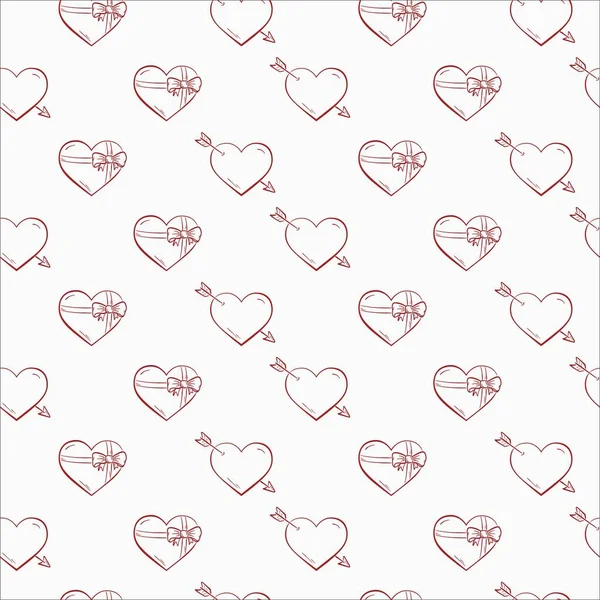 Motif Sans Couture Avec Des Coeurs Valentines Amour Fond Romantique — Image vectorielle