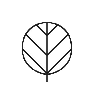 Orbiküler yaprak çizgisi simgesi. Botanik ve doğa sembolü. basit biçimdeki izole vektör resmi