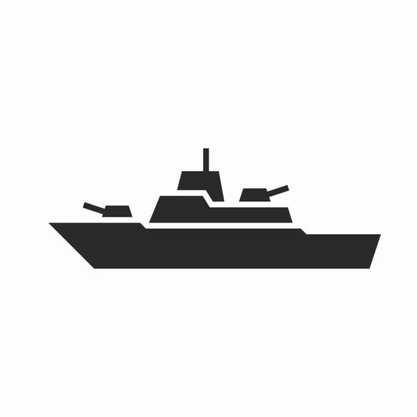 Ikona Okrętu Wojennego Fregaty Symbol Okrętu Marynarki Wojennej Odizolowany Obraz — Wektor stockowy