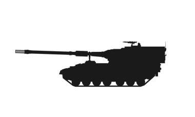 Kendinden güdümlü topçu ikonu. Ordu topçu sistemi panzerhaubitze. Askeri kavramlar ve web tasarımı için izole vektör görüntüsü