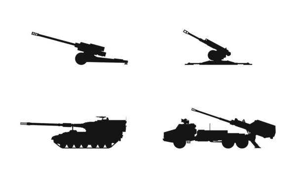 Arméns Artillerisystem Inställt Isolerad Vektorbild För Militära Koncept Infografik Och — Stock vektor