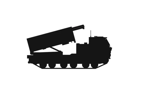 M270A1 Raketsystem För Flera Raketer Krig Och Armésymbol Isolerad Vektorbild — Stock vektor