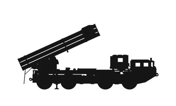 複数のロケットシステムを破壊する 戦争と軍隊のシンボル 単純な形で分離されたベクトル画像 — ストックベクタ