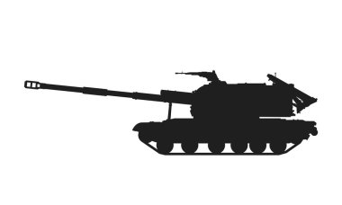 Otomatik motorlu havan topu 2s19 msta. Ordu topçu sistemi. Askeri bilgi ve web tasarımı için izole edilmiş vektör resmi