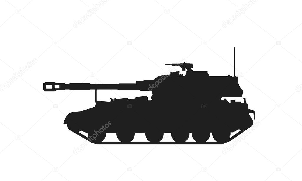 self-propelled armored artillery howitzer 2c3 acacia. army artillery system. isolated vector image for military infographics and web design