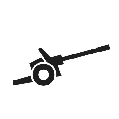 Topçu topu ikonu. Savaş, silah ve ordu sembolü. Askeri bilgi ve web tasarımı için izole edilmiş vektör resmi