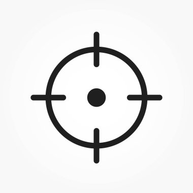 Crosshair ikonu. Hedef nişan sembolü. Silah ve ateş etme sembolü. Askeri kavramlar ve web tasarımı için izole vektör görüntüsü