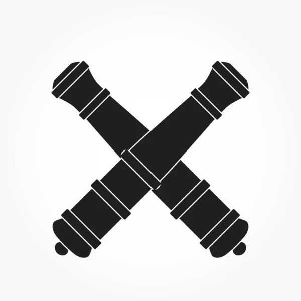 Dos Barriles Cañón Cruzado Icono Símbolo Del Sistema Artillería Imagen — Vector de stock