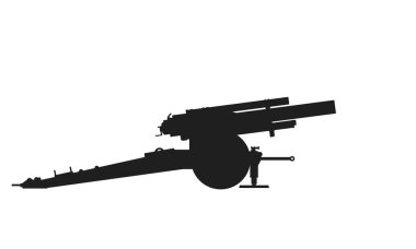 M1155 mm Howitzer ikonu. Ordu topçu sistemi. Askeri kavramlar ve web tasarımı için izole vektör görüntüsü