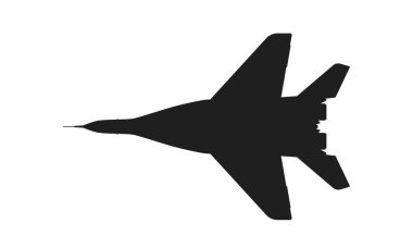 Mig 29 savaş uçağı ikonu. silah ve ordu sembolü. Askeri bilgi ve web tasarımı için izole edilmiş vektör resmi