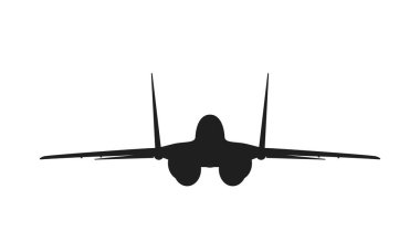 MIG 29 avcı uçağı öngörüsü. silah ve ordu sembolü. Askeri bilgi ve web tasarımı için izole edilmiş vektör resmi