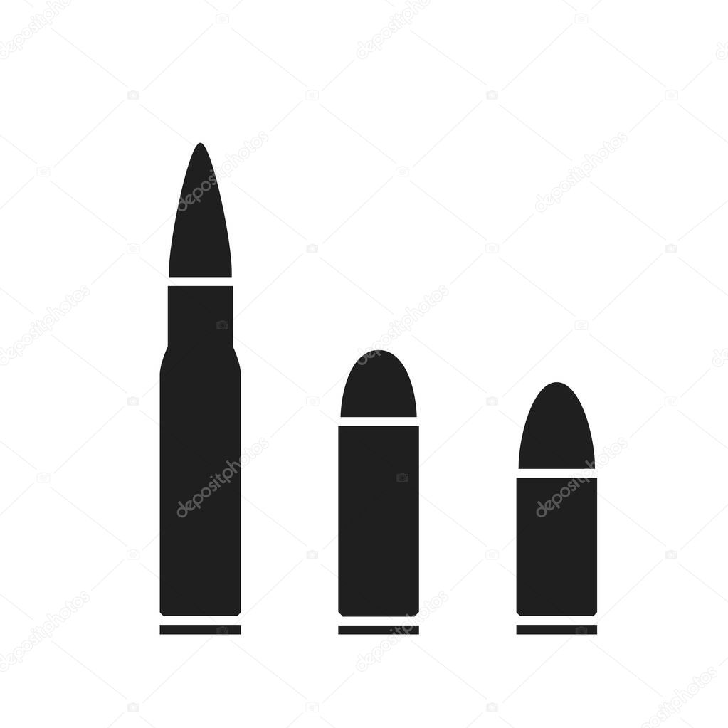 rifle and gun bullet set. weapon and ammunition icon. isolated vector image for military concepts, infographics and web design