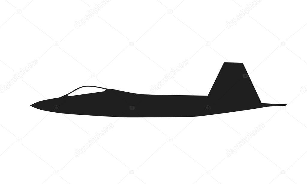 f-22 fighter jet side view. weapon and army symbol. isolated vector image for military concepts, infographics and web design