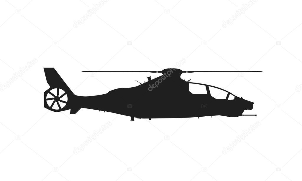 bell 360 invictus attack helicopter. us army symbol. isolated vector image for military concepts and web design