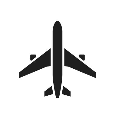 Uçak simgesi. Havacılık ve turizm sembolü. basit biçimdeki izole vektör resmi