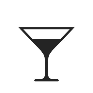 Martini cam ikonu. Parti, içki ve kokteyl sembolü. basit biçimdeki izole vektör resmi