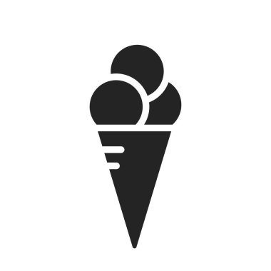 Waffle konisi ikonunda dondurma. Tatlı ve yaz sembolü. basit biçimdeki izole vektör resmi