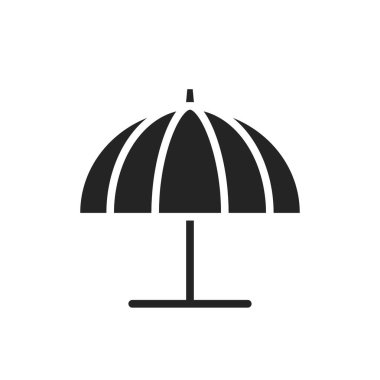 Plaj şemsiyesi Yaz, dinlenme ve deniz dinlenme sembolü. basit biçimdeki izole vektör resmi