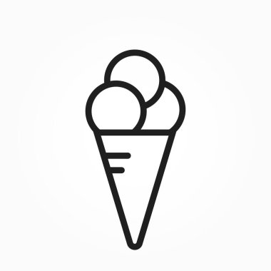 balls ice cream in waffle cone. summer sweets line icon. isolated vector image in simple style