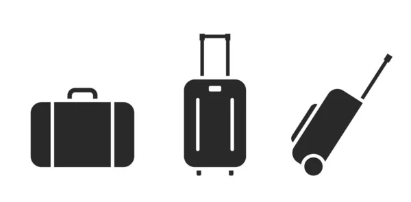 Travel Bag Icon Set Vacation Tourism Luggage Symbol Isolated Vector — Διανυσματικό Αρχείο