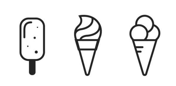 Ice Cream Line Icon Set Summer Dessert Symbol Isolated Vector — Stock Vector