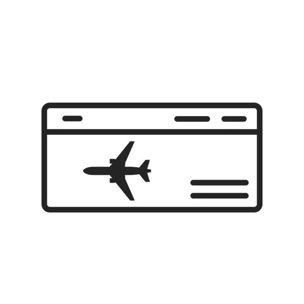 Airplane Flight Ticket Line Icon Travel Vacation Symbol Air Transport — Stok Vektör