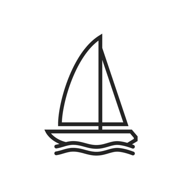 Sailboat Line Icon Yacht Sailing Ocean Vacation Symbol Isolated Vector — Image vectorielle