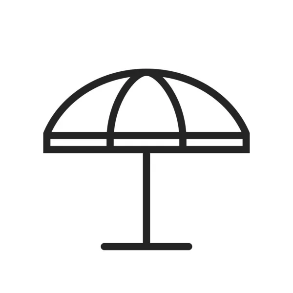 Beach Umbrella Line Icon Summer Vacation Symbol Isolated Vector Image —  Vetores de Stock