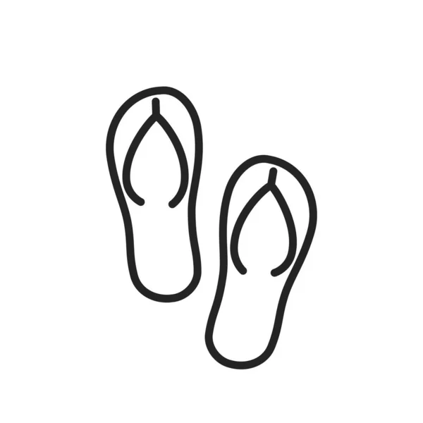 Flip Flops Line Icon Beach Slippers Summer Sea Vacation Symbol — Stock Vector