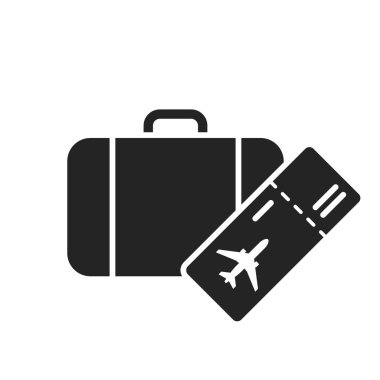 seyahat simgesi. Bavul ve uçuş bileti. tatil ve seyahat sembolü. Turizm tasarımı için izole vektör görüntüsü