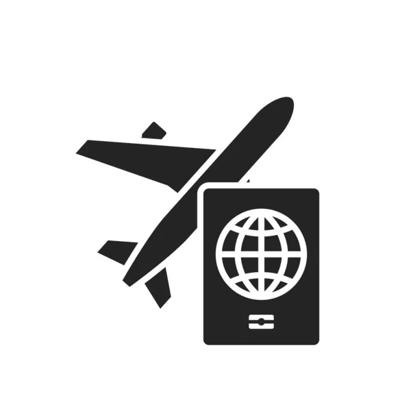 Luftfahrt Ikone Reisepass Und Flugzeug Urlaub Und Reise Isoliertes Vektorbild — Stockvektor