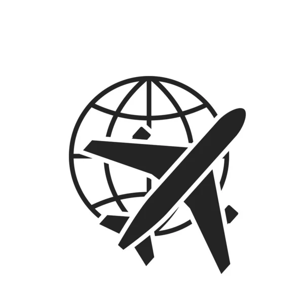 Hava Taşıma Ikonu Uçak Küre Tatil Havacılık Sembolü Turizm Tasarımı — Stok Vektör