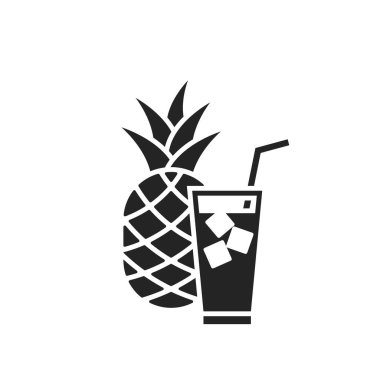 Yaz meşrubatı ve ananas. basit biçimdeki izole vektör resmi