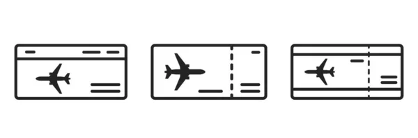 航空券のアイコンセット 休暇と航空便のシンボル 予約と航空会社のサービス 観光デザインのための孤立したベクトル画像 — ストックベクタ