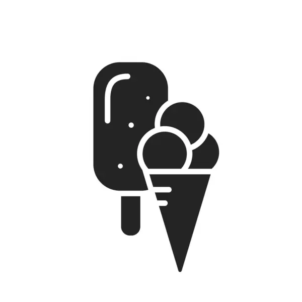 Икона Мороженого Летний Символ Охлаждения Сладостей Изолированные Векторные Изображения Простом — стоковый вектор